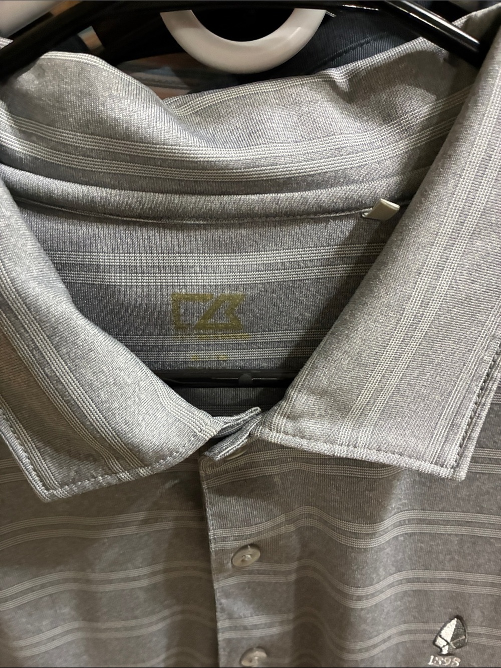 Cutter & Buck Men's Gray Striped Polo